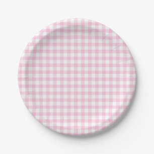 Classic Gingham Light Pink Pappteller