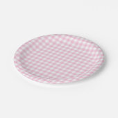 Classic Gingham Light Pink Pappteller (Schrägansicht)