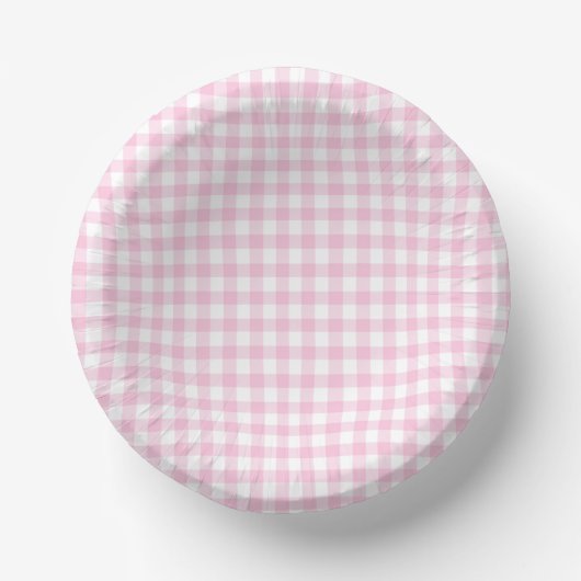 Classic Gingham Light Pink Pappteller (Vorderseite)