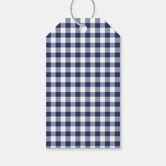 Classic Gingham Navy Blue Geschenkanhänger (Vorderseite)