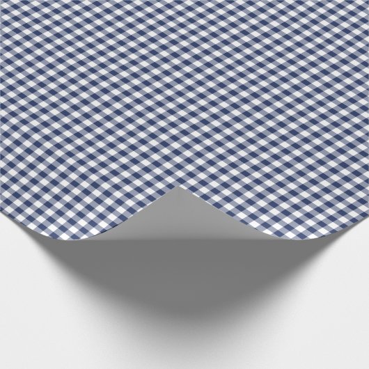 Classic Gingham Navy Blue Geschenkpapier (Ecke)