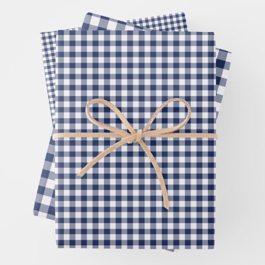 Classic Gingham Navy Blue Geschenkpapier Set (Beispiel)