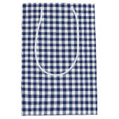 Classic Gingham Navy Blue Mittlere Geschenktüte (Vorderseite)
