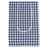 Classic Gingham Navy Blue Mittlere Geschenktüte (Rückseite)