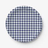 Classic Gingham Navy Blue Pappteller (Vorderseite)