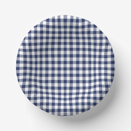 Classic Gingham Navy Blue Pappteller (Vorderseite)