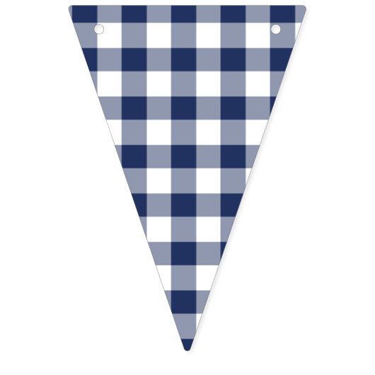 Classic Gingham Navy Blue Wimpelkette (Erste Fahne)