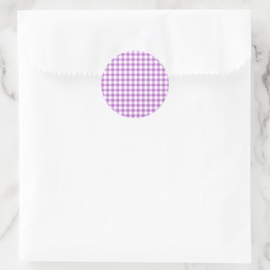 Classic Gingham Orchid Purple Runder Aufkleber (Tasche)