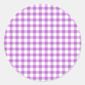 Classic Gingham Orchid Purple Runder Aufkleber (Vorderseite)