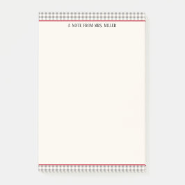Classic Gingham Personalisiert Teacher Post-it Klebezettel