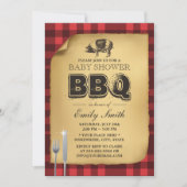 Classic Gingham Pig Roast GRILLEN Baby Shower Einladung (Vorderseite)