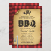 Classic Gingham Pig Roast Retirement Party GRILLEN Einladung (Vorne/Hinten)