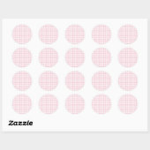 Classic Gingham Pink Runder Aufkleber (Blatt)