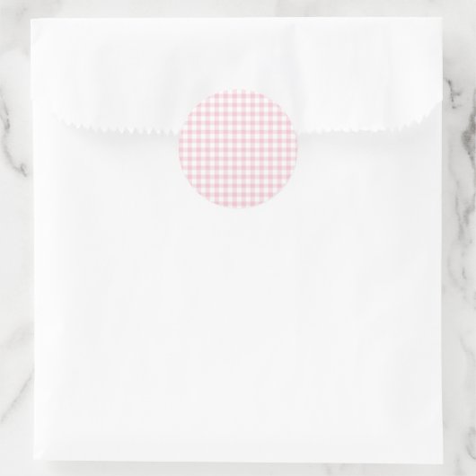 Classic Gingham Pink Runder Aufkleber (Tasche)