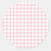 Classic Gingham Pink Runder Aufkleber (Vorderseite)