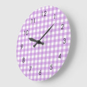 Classic Gingham Plaid Lilac Pastel Aesthetic Große Wanduhr (Winkel)