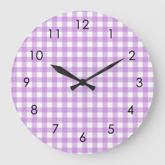 Classic Gingham Plaid Lilac Pastel Aesthetic Große Wanduhr (Vorderseite)