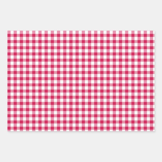 Classic Gingham Raspberry Geschenkpapier Set (Vorderseite 2)