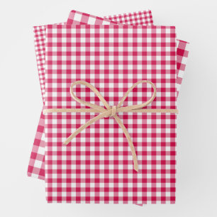 Classic Gingham Raspberry Geschenkpapier Set