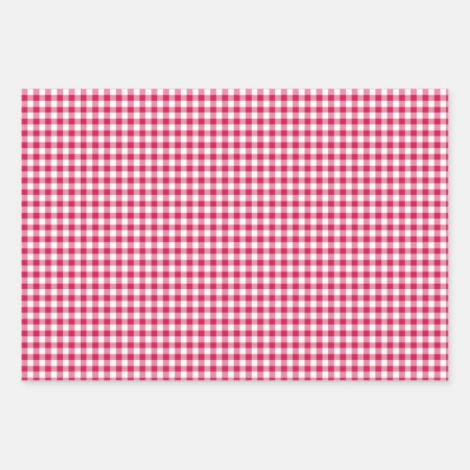 Classic Gingham Raspberry Geschenkpapier Set (Vorderseite)