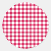 Classic Gingham Raspberry Runder Aufkleber (Vorderseite)