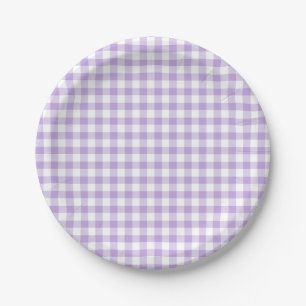 Classic Gingham Soft Lavender Pappteller