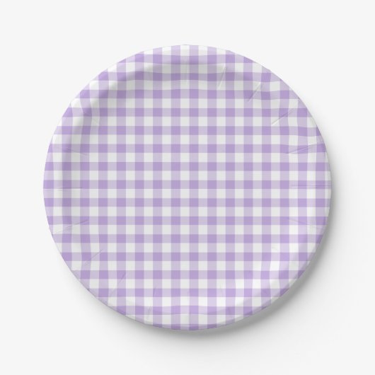 Classic Gingham Soft Lavender Pappteller (Vorderseite)