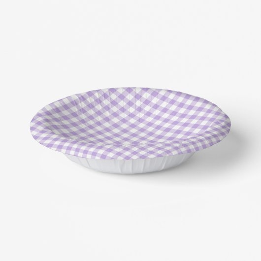 Classic Gingham Soft Lavender Pappteller (Gewinkelt)