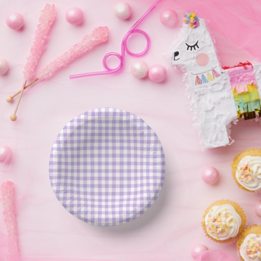 Classic Gingham Soft Lavender Pappteller (Party)