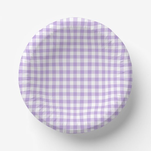 Classic Gingham Soft Lavender Pappteller (Vorderseite)