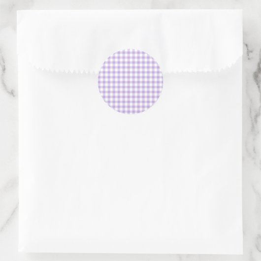 Classic Gingham Soft Lavender Runder Aufkleber (Tasche)