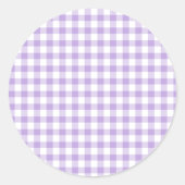 Classic Gingham Soft Lavender Runder Aufkleber (Vorderseite)