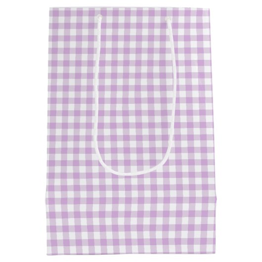 Classic Gingham Soft Lilac Mittlere Geschenktüte (Rückseite)