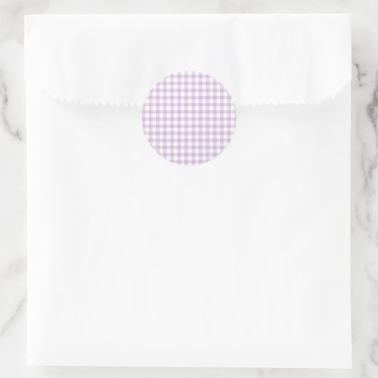 Classic Gingham Soft Lilac Runder Aufkleber (Tasche)