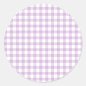 Classic Gingham Soft Lilac Runder Aufkleber (Vorderseite)
