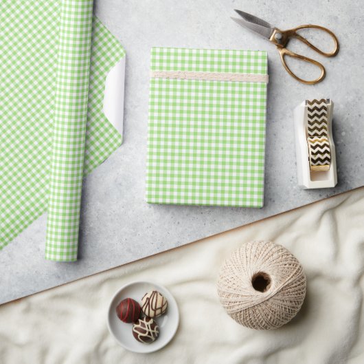 Classic Gingham Spring Green Geschenkpapier (Kunsthandwerk)