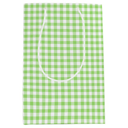 Classic Gingham Spring Green Mittlere Geschenktüte (Vorderseite)