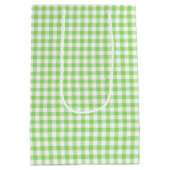 Classic Gingham Spring Green Mittlere Geschenktüte (Rückseite)