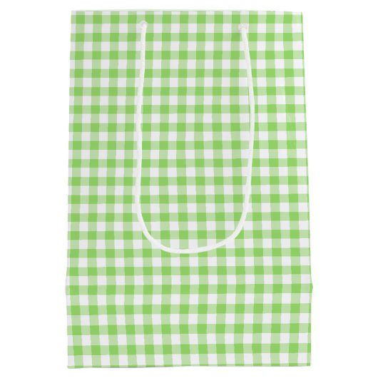 Classic Gingham Spring Green Mittlere Geschenktüte (Rückseite)