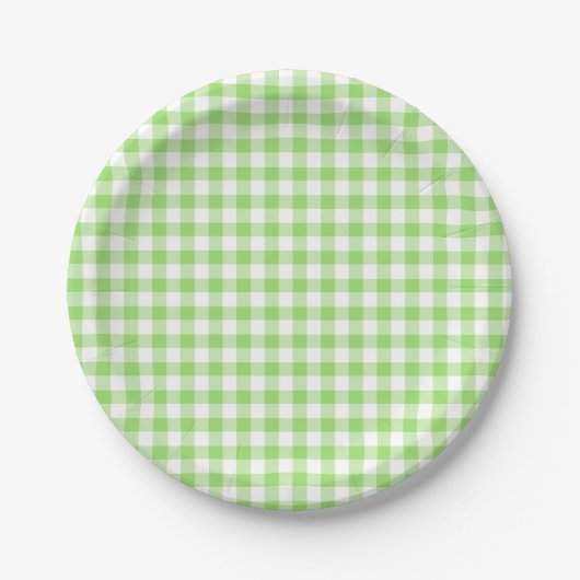 Classic Gingham Spring Green Pappteller (Vorderseite)