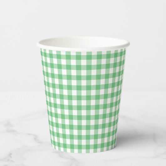 Classic Gingham Summer Green Pappbecher (Rückseite)
