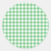 Classic Gingham Summer Green Runder Aufkleber (Vorderseite)