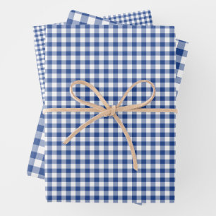 Classic Gingham True Blue Geschenkpapier Set