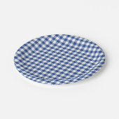 Classic Gingham True Blue Pappteller (Schrägansicht)