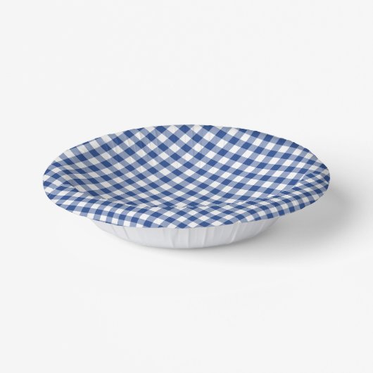 Classic Gingham True Blue Pappteller (Gewinkelt)