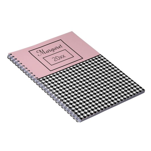 Classic Girly Hahnentrittmuster & Pink Notebook 6. Notizblock (Rechte Seite)