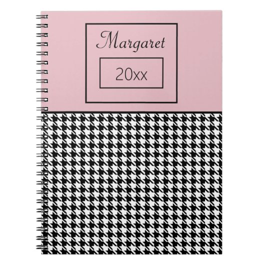 Classic Girly Hahnentrittmuster & Pink Notebook 6. Notizblock (Vorderseite)