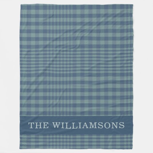 Classic Glen Kariert Gray Blue Familienname Custom Fleecedecke (Vorderseite)