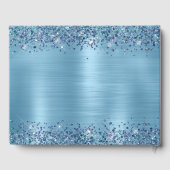 Classic Glittery Baby Blue Foil Wedding Guest Book Gästebuch (Rückseite)
