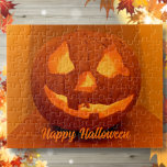 Classic Glows Carved Pumpkin Puzzle<br><div class="desc">Dieses Halloween-Rätsel ist bereit für Sie,  mit Ihrer eigenen Texterfassung,  wenn Sie wünschen,  zu personalisieren. Erstellt mit einem Foto eines klassischen,  grinsenden Jack'o'lantern Kürbis in lebhaften Orange- und Gelbtönen.</div>
